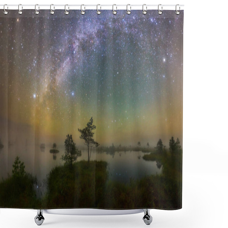 Personality  Starry Night At Yelnya Swamp, Belarus Shower Curtains