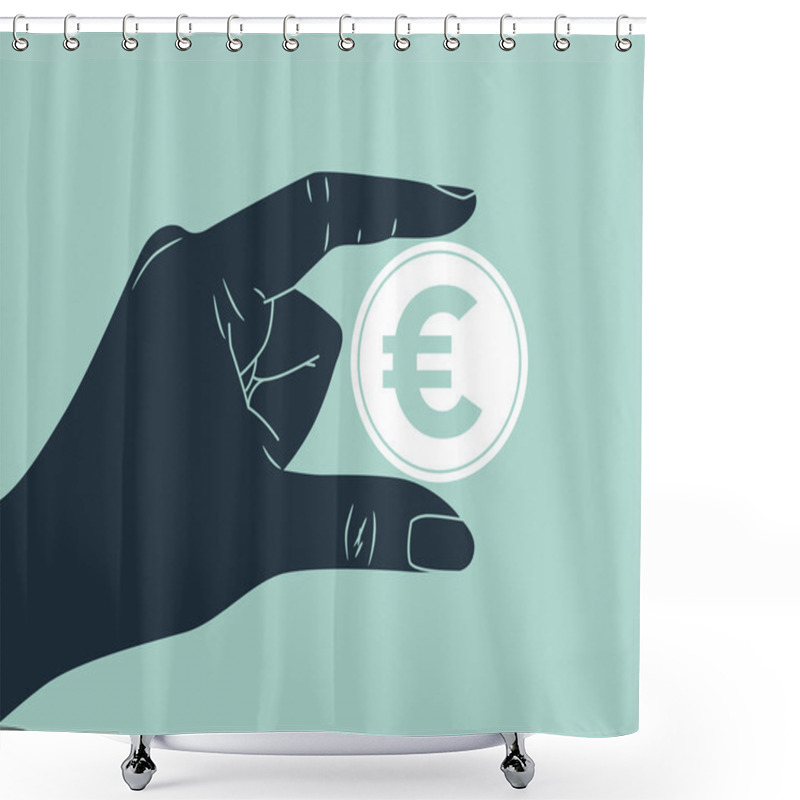 Personality  Hand Holding Euro Coin Shower Curtains