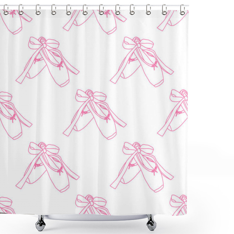 Personality  Vector Seamless Pattern With The Image Of Ballet Pointe Shoes Shower Curtains