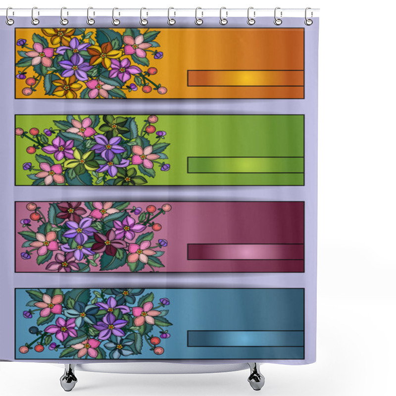 Personality  Banners With Flowers Shower Curtains