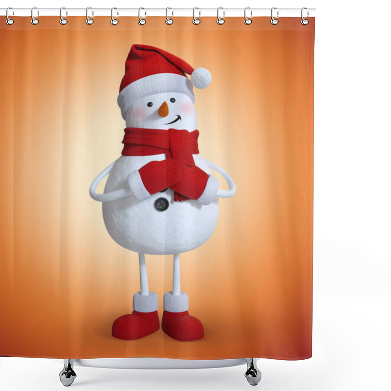 Personality  Snowman Making A Wish, 3d Character Illustration, Christmas Holiday Clip Art, Funny Toy Shower Curtains