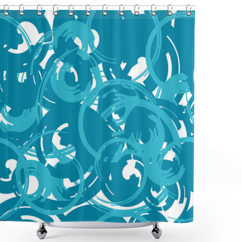 Personality  Vector  Boho Seamless Pattern With Blue Circle Shapes. Print Texture Perfect For Sport Fashion. Shower Curtains