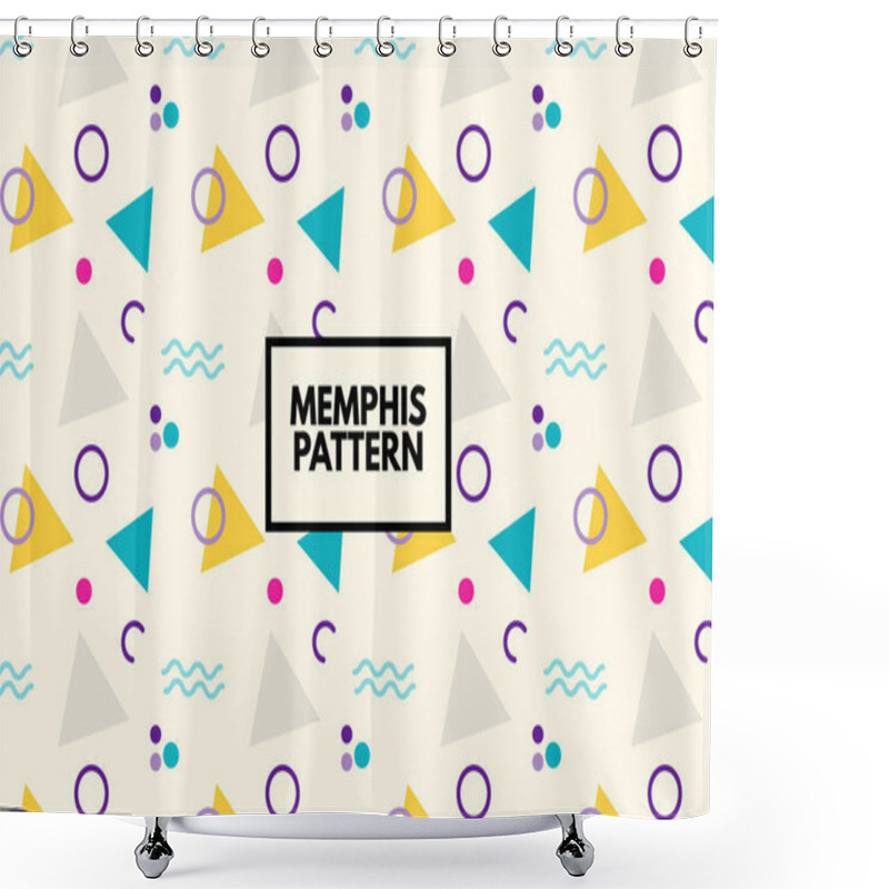 Personality  Memphis Pattern. Vector Background. Seamless Repeat Abstract Geometric Pattern. 80s Style Geometrical Shapes Shower Curtains