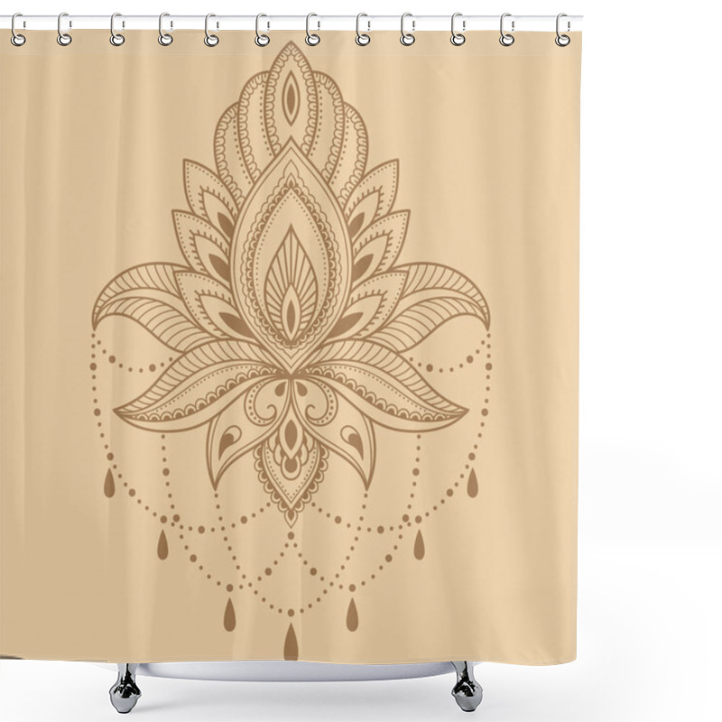 Personality  Henna Tattoo Flower Template In Indian Style. Ethnic Floral Paisley - Lotus. Mehndi Style. Ornamental Pattern In The Oriental Style. Shower Curtains