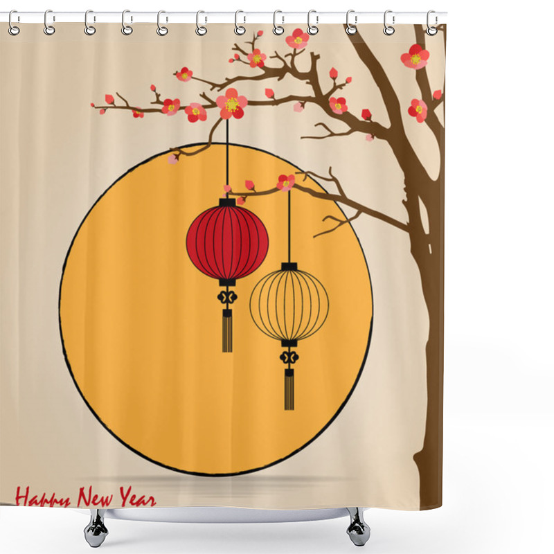 Personality  Big Traditional Chinese Lanterns Will Bring Good Luck And Peace Shower Curtains