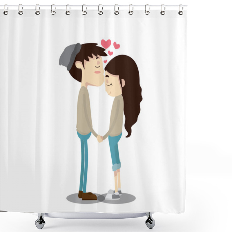 Personality  Romantic Couple Illustration - Forehead Kiss Shower Curtains