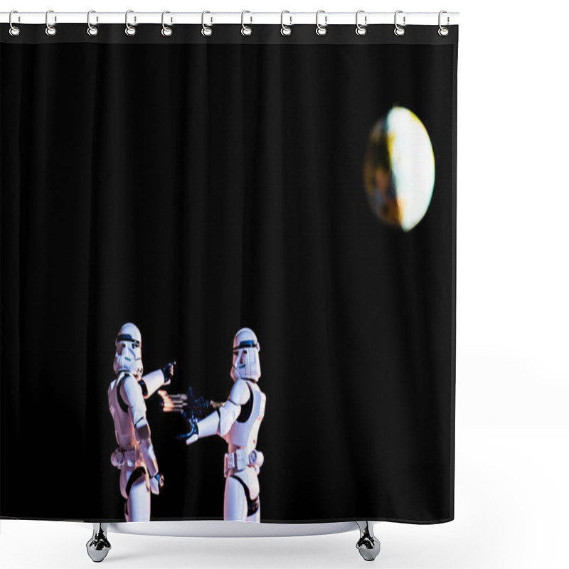 Personality  White Imperial Stormtroopers On Black Background With Planet Earth Shower Curtains