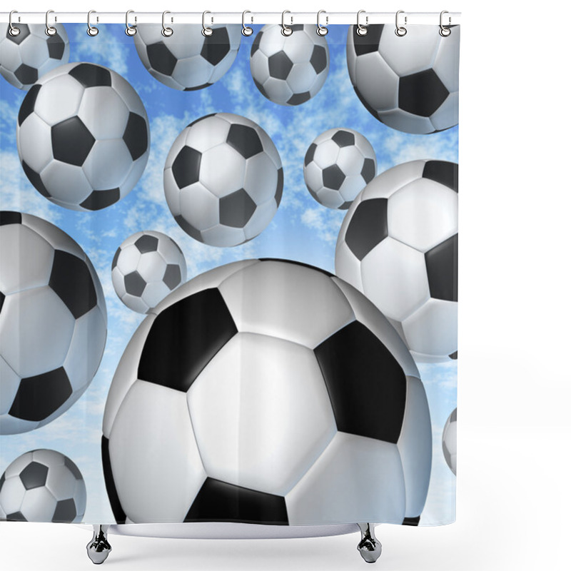 Personality  Flying Soccer Balls Shower Curtains