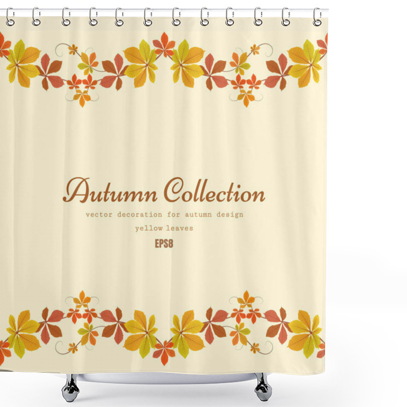 Personality  Fall Background With Borders Of Yellow Leaves Shower Curtains