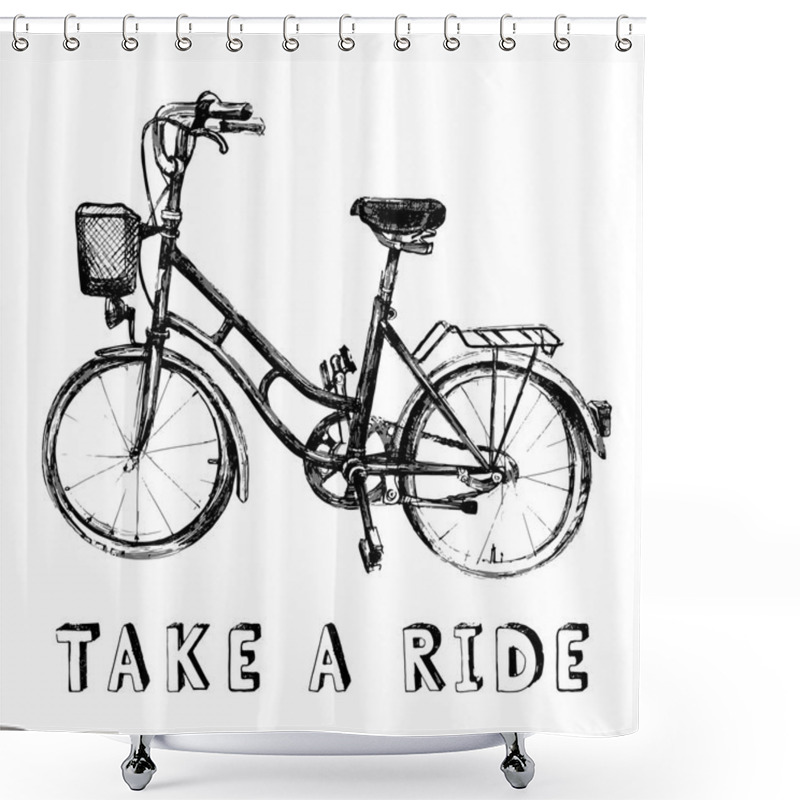 Personality  Hand Drawn Bicycle Shower Curtains