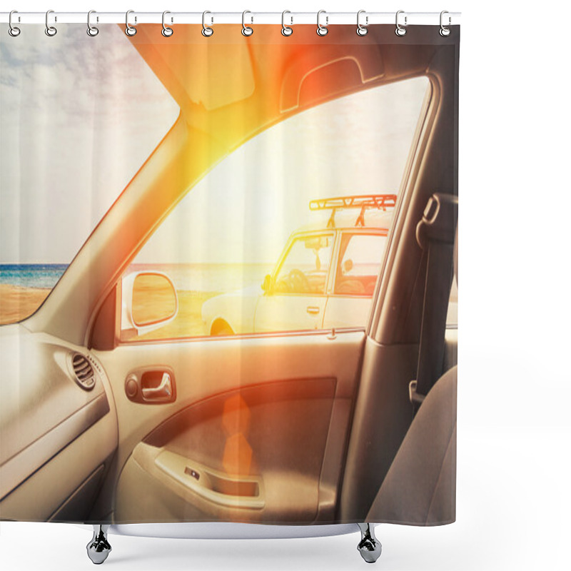 Personality  Interior Of Car With Open Window Shower Curtains