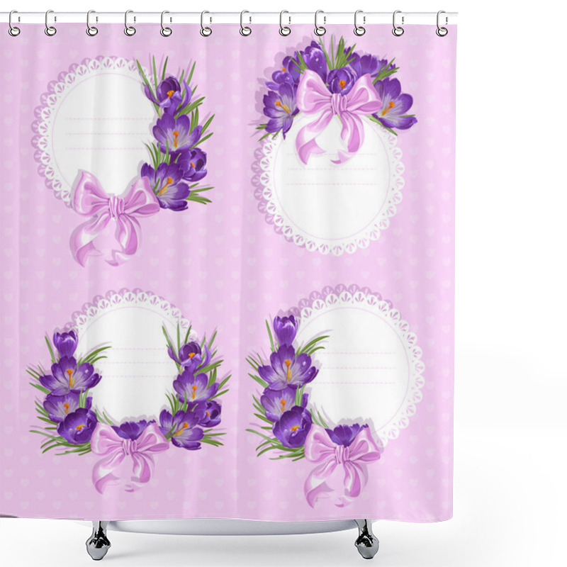 Personality  Pink Labels With Purple Crocus Shower Curtains