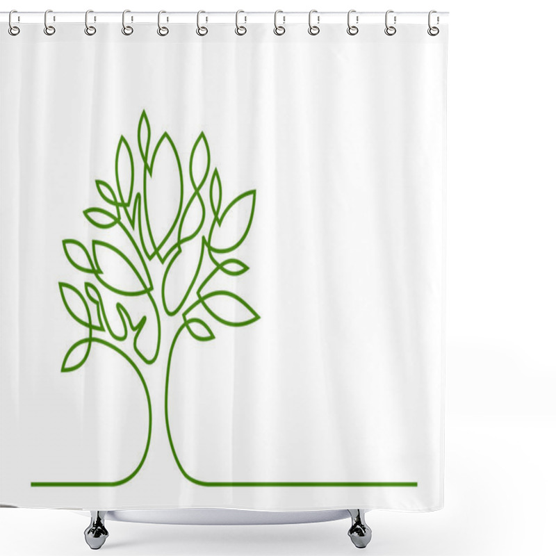 Personality  Tree Green One Line Shower Curtains