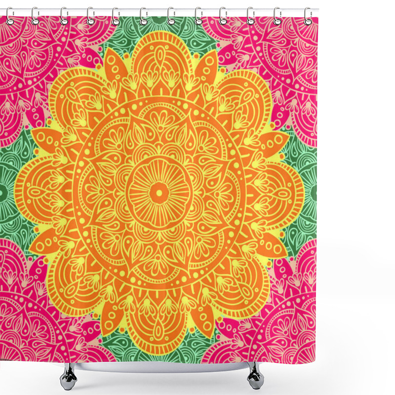 Personality  Seamless Ethnic Pattern With Floral Motives. Mandala Stylized Print Template For Fabric And Paper. Boho Chic Design. Summer Fashion. Shower Curtains