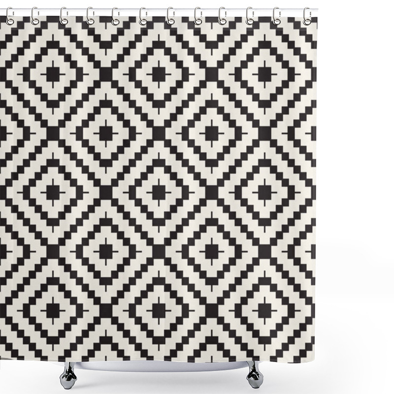 Personality  Seamless Surface Geometric Design. Repeating Tiles Ornament Background. Vector Shapes Pattern Shower Curtains