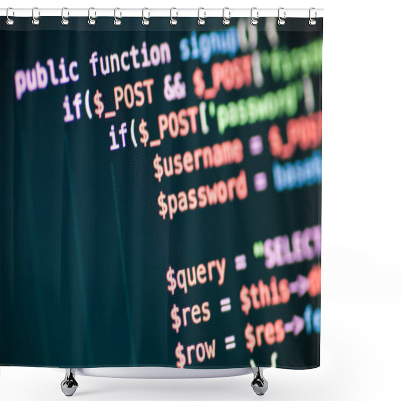 Personality  PHP Code Lines On A Monitor Shower Curtains