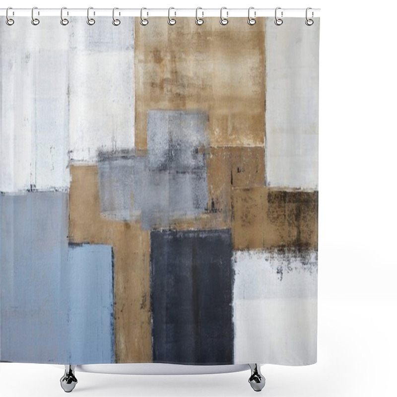 Personality  Grey And Brown Abstract Art Painting Shower Curtains