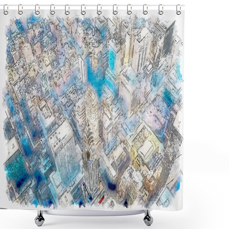 Personality  Aerial View Of The Midtown Manhattan NY Shower Curtains