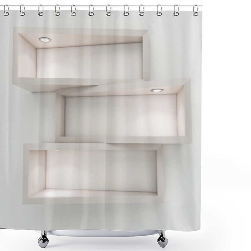 Personality  3d White Shelf With Lights Shower Curtains