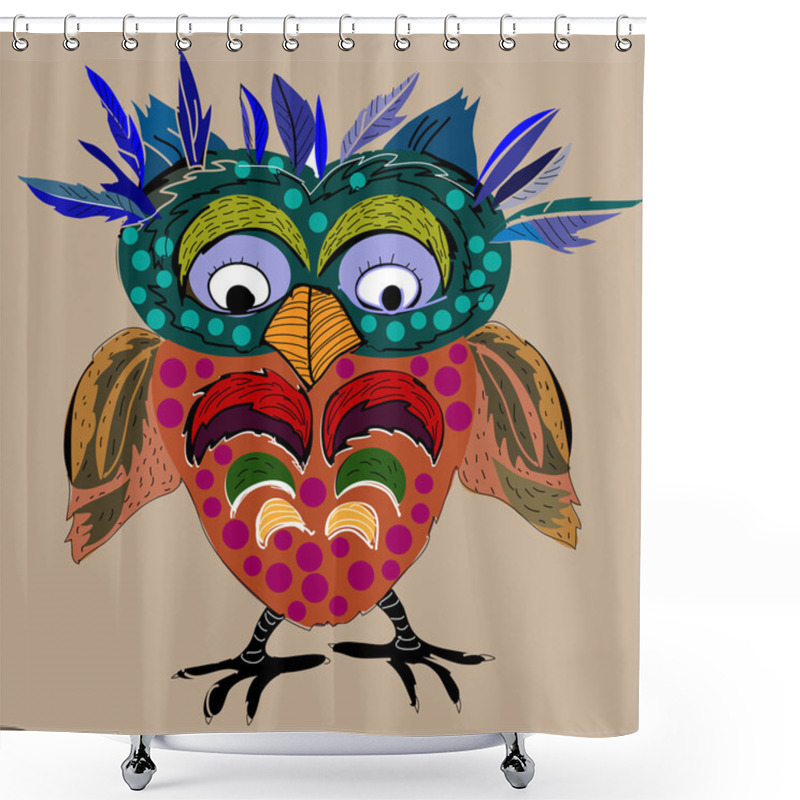 Personality  Cute Owl, Cartoon Drawing Shower Curtains