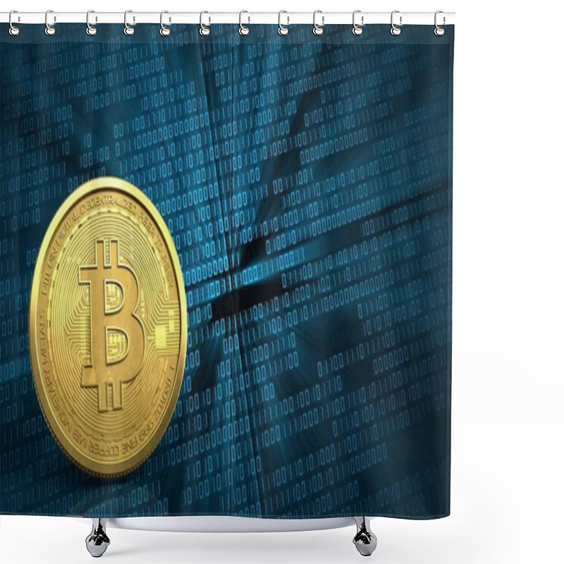 Personality  Golden Bitcoin Symbol  Shower Curtains