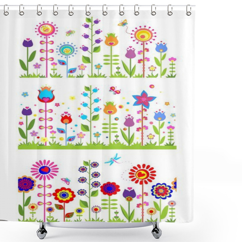 Personality  Seamless Floral Abstract Borders Shower Curtains