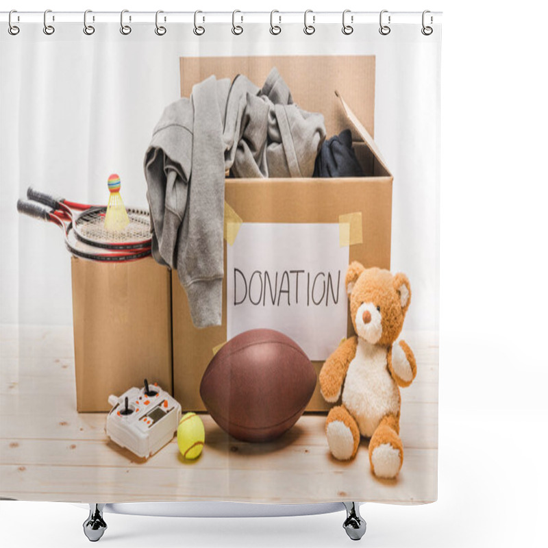 Personality  Cardboard Boxes With Donation Shower Curtains