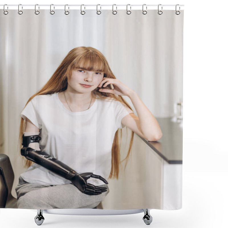 Personality  Female Young Patient With Artificial Limp In The Clinic Shower Curtains