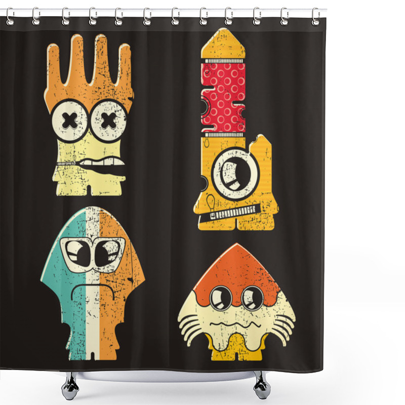 Personality  Set Of Four Monsters Shower Curtains