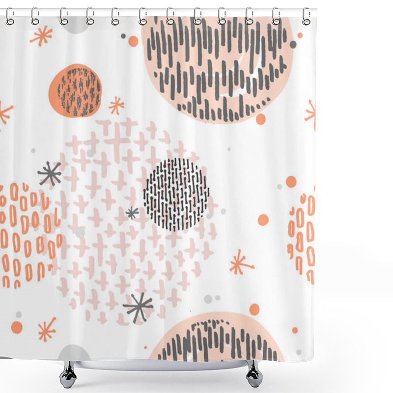 Personality  Pattern With Hand Drawn Circle Elements. Shower Curtains