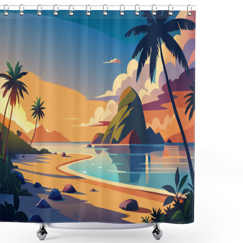 Personality  Summer Tropical Beach Landscape Background Shower Curtains