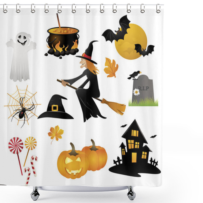 Personality  Halloween Set Icons Shower Curtains