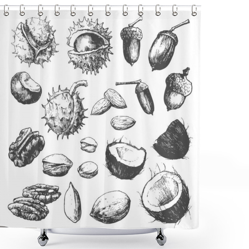 Personality  Nuts And Seeds Shower Curtains