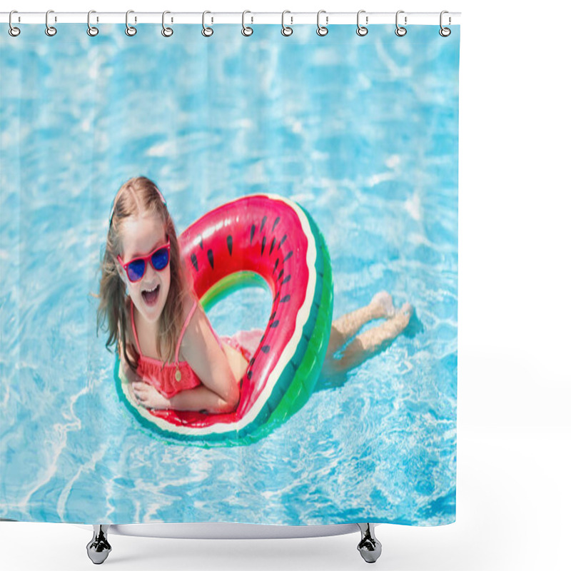 Personality  Child In Swimming Pool. Kids Swim. Water Play. Shower Curtains