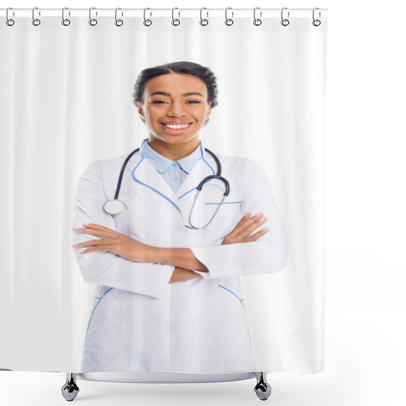 Personality  Smiling African American Doctor Shower Curtains