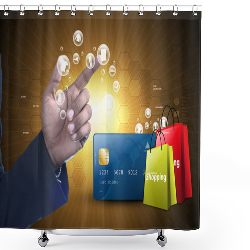 Personality  Businessman Using Shopping Interface Shower Curtains