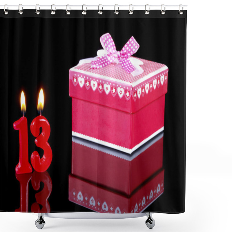 Personality  Birthday-anniversary Gift With Red Candles Showing Nr. 13 Shower Curtains