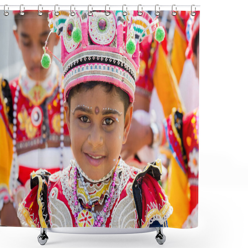 Personality  Portrait Young Boy Involved In The Katina Festival Which Held According To The Buddhist Culture In Full Moon Day. Sri Lanka Shower Curtains