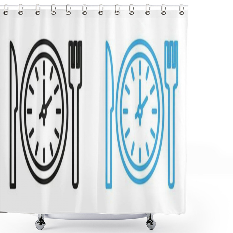 Personality  Lunch Time Icon Vector Symbol Or Sign Set Collection In Black And White Outline Shower Curtains