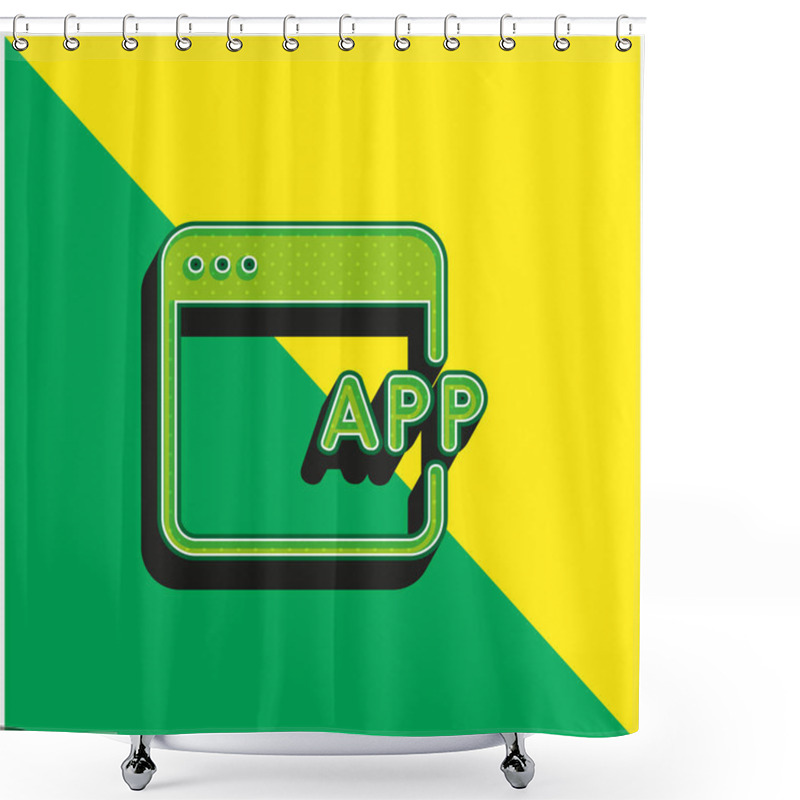 Personality  App Green And Yellow Modern 3d Vector Icon Logo Shower Curtains