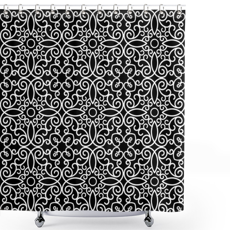 Personality  Black And White Lace Pattern Shower Curtains