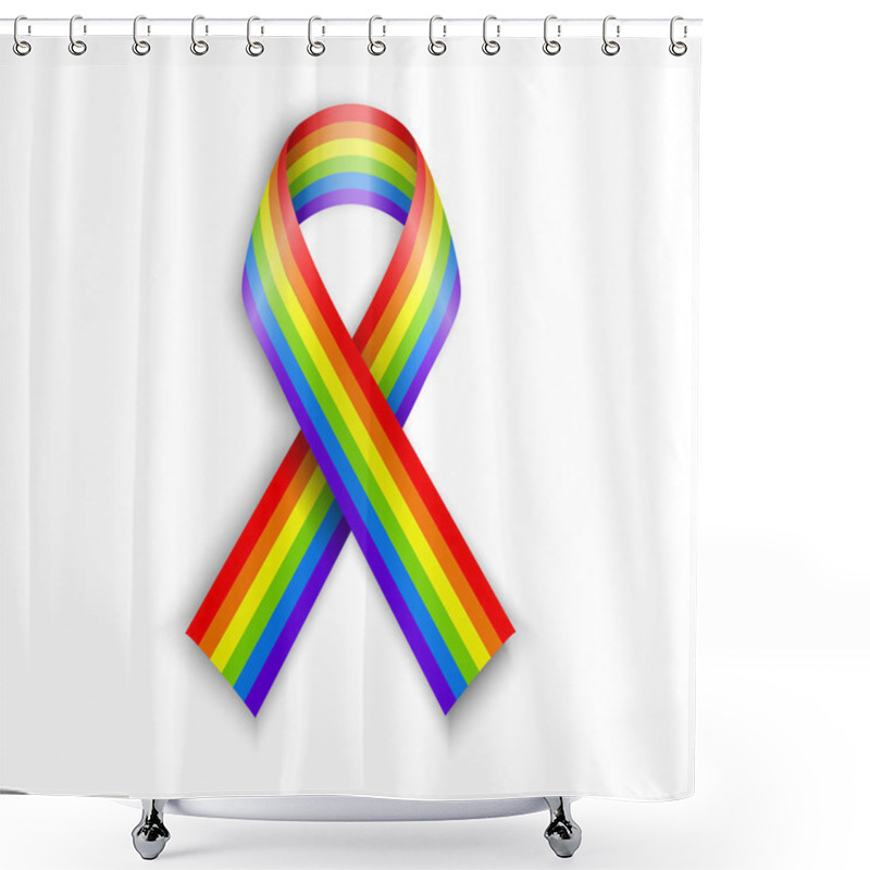 Personality  Rainbow Ribbons. Isolated On White With Transparent Shadow.  Shower Curtains