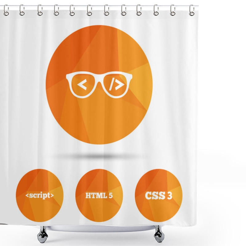 Personality  Programmer Glasses, HTML Icons Shower Curtains