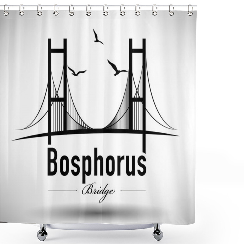 Personality  Bosphorus Bridge Typographic Design Shower Curtains