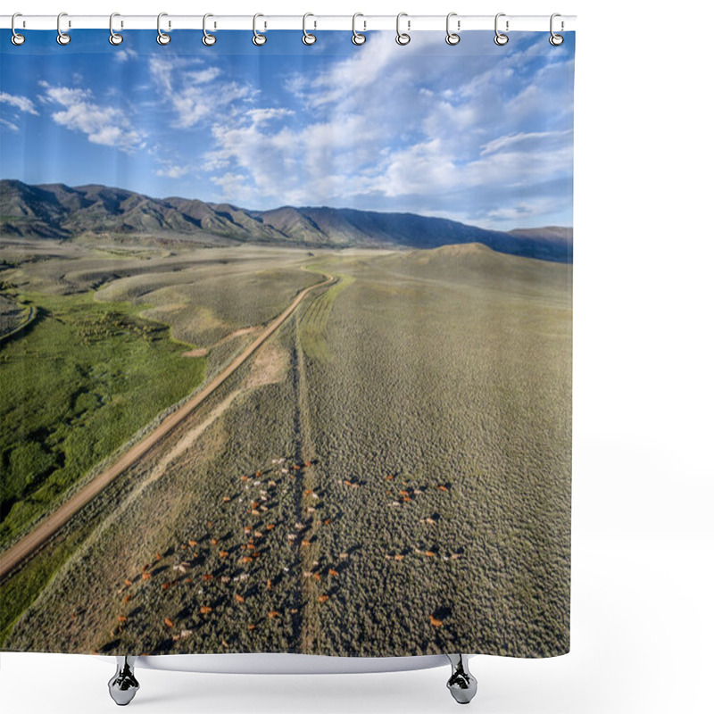 Personality  Ranch Road And Cattle Shower Curtains