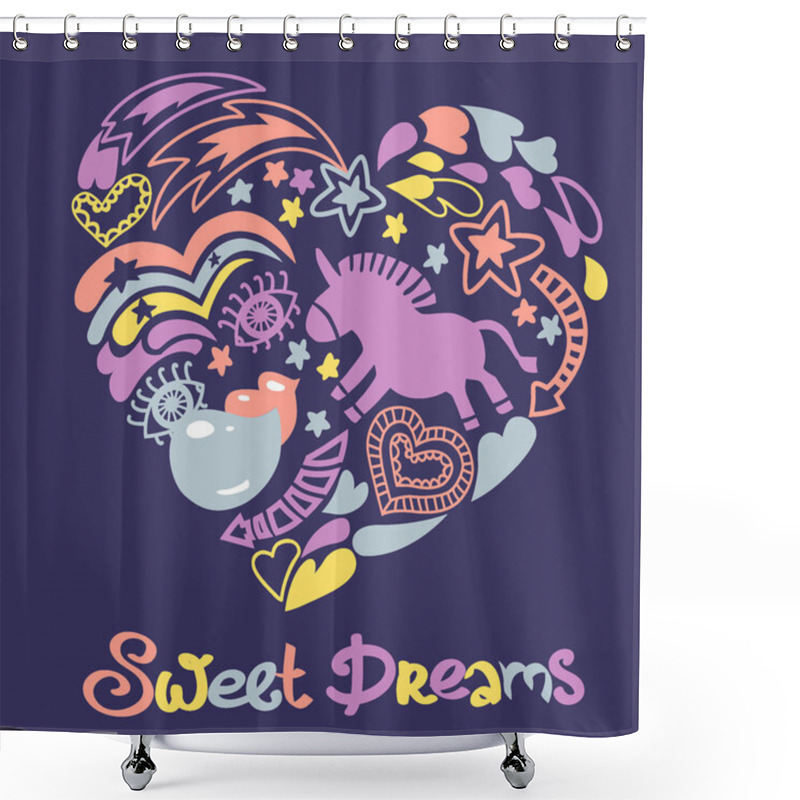 Personality  Seamless Violet Unicorns Pattern Shower Curtains