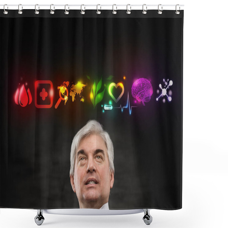 Personality  Doctor With Modern Computer Interface Shower Curtains