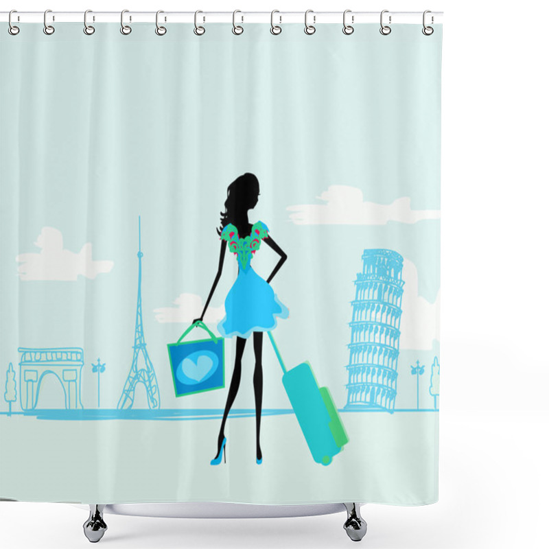 Personality  Beautiful Women Shopping In France And Italy Shower Curtains