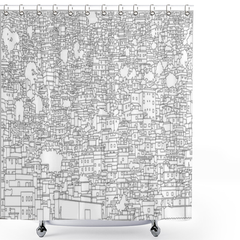 Personality  Background Illustration Of Brazilian Cityscape With Residential Building In High Detail Shower Curtains