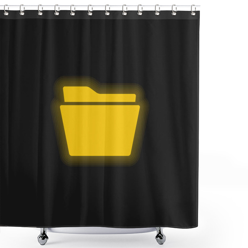 Personality  Black Folder Shape Yellow Glowing Neon Icon Shower Curtains